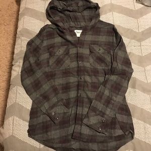 TNA long sleeve hooded flannel shirt